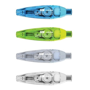 SDI i-PUSH Correction Tape Set 5 mm X 6 m [Tapes 4-Count + Refills 12-Count]