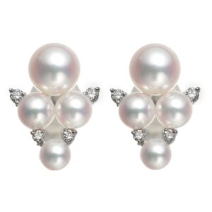 Tokyo Pearl 0.1 ctw 18kt White Gold 3.5 mm - 6.0 mm Akoya Pearl Diamond Earrings - 139123