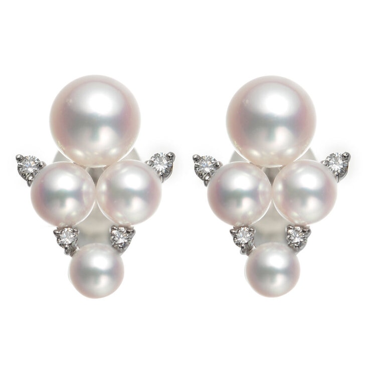 Tokyo Pearl 0.1 ctw 18kt White Gold 3.5 mm - 6.0 mm Akoya Pearl Diamond Earrings - 139123