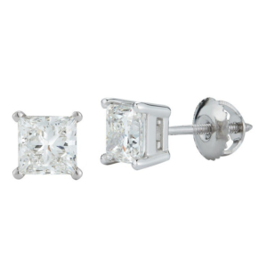 0.6 ctw 18kt White Gold Princess Cut Diamond Earrings VS2/I