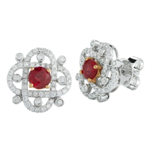 0.57 ctw 18kt White Gold Ruby Diamond Earrings VS2/I