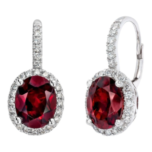 0.39 ctw 18kt White Gold Garnet Diamond Earrings VS2/I