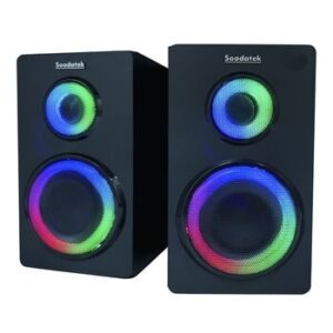 Soodatek Wooden 2.0 channel colorful LED multimedia Bluetooth speaker