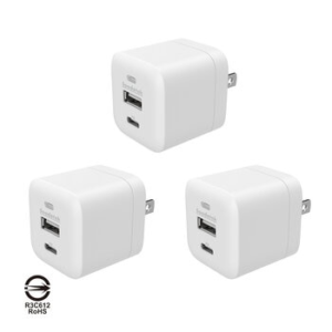 Soodatek 25W Dual Port USB Fast Charger X 3-Pack
