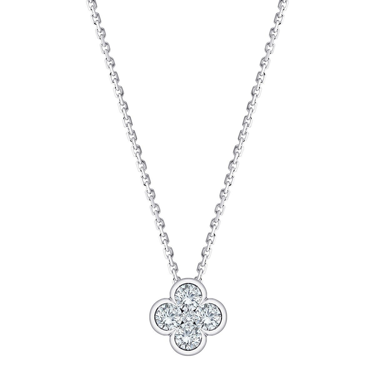 0.50 CTW 14kt White Gold Round Diamond Pendant VS2/I