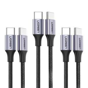 UGREEN USB-C to USB-C PD 60W 3A Max Fast Charging Cable Gray Black [1 m] 3-Pack Set