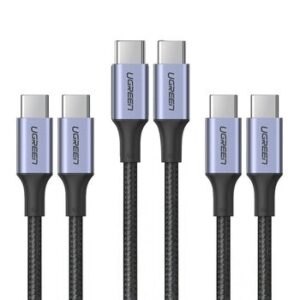 UGREEN USB-C to USB-C 2.0 Cable 100W Alu Case with Braid Space Gray [1.5 m] 3-Pack Set