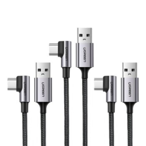 UGREEN Right Angle USB-A to USB-C Cable Space Gray [1 m] 3-Pack Set