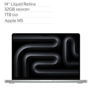 Apple 14 inch MacBook Pro Apple M5 chip with 10‑core CPU and 10‑core GPU 32GB 1TB SSD