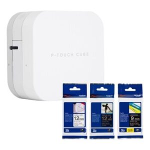 Brother P-Touch Cube Bluetooth Label Printer Set PT-P300BT With 3 TZe tapes