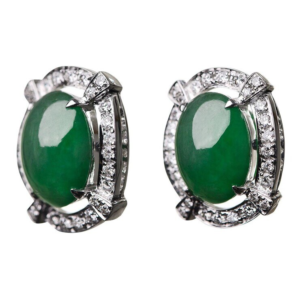 0.52ctw 18kt White Gold Jadeite Earrings J300-54203