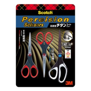 3M Scotch Percision Ultra Edge Scissors 3-Count Set Titanium Non-Stick Scissors X 1 + Super Sharp Scissors X 2